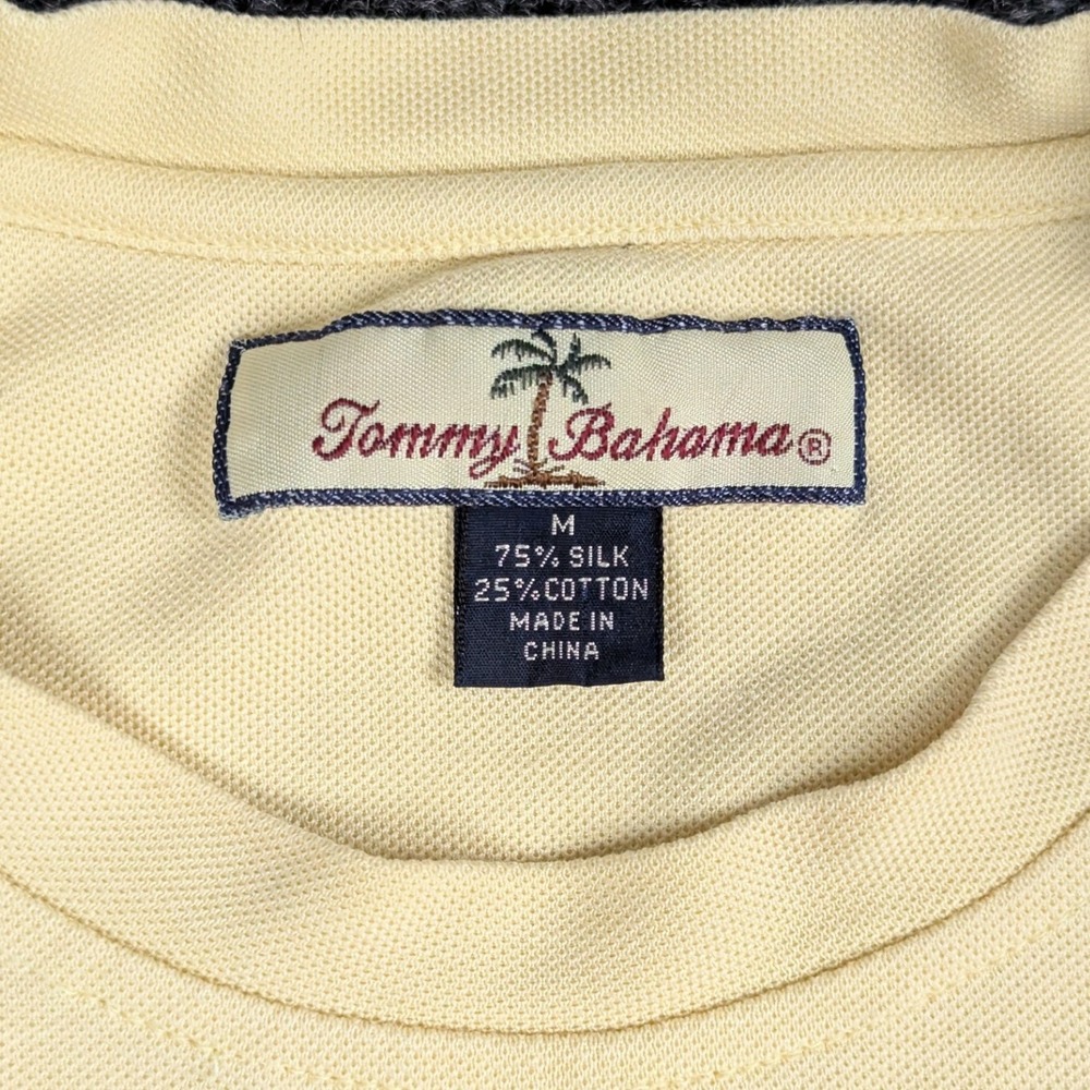 Tommy Bahama Mens T-Shirt M Yellow Silk Cotton Blend Pique Short Sleeve Tee - Picture 2 of 14